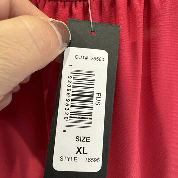 NWT Tiana B Fushia Sleeveless Dress with Beaded Collar - Picture 3 of 7